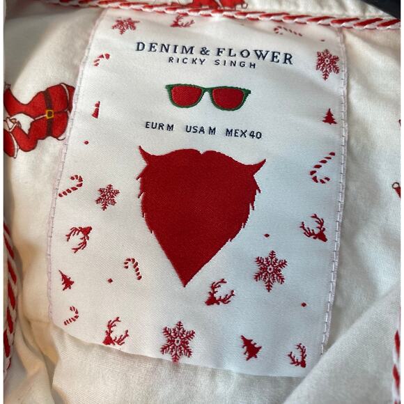 Denim & Flower Ricky Singh Christmas Santa Claus Dabbing Shirt Men’s Medium - Picture 9 of 12